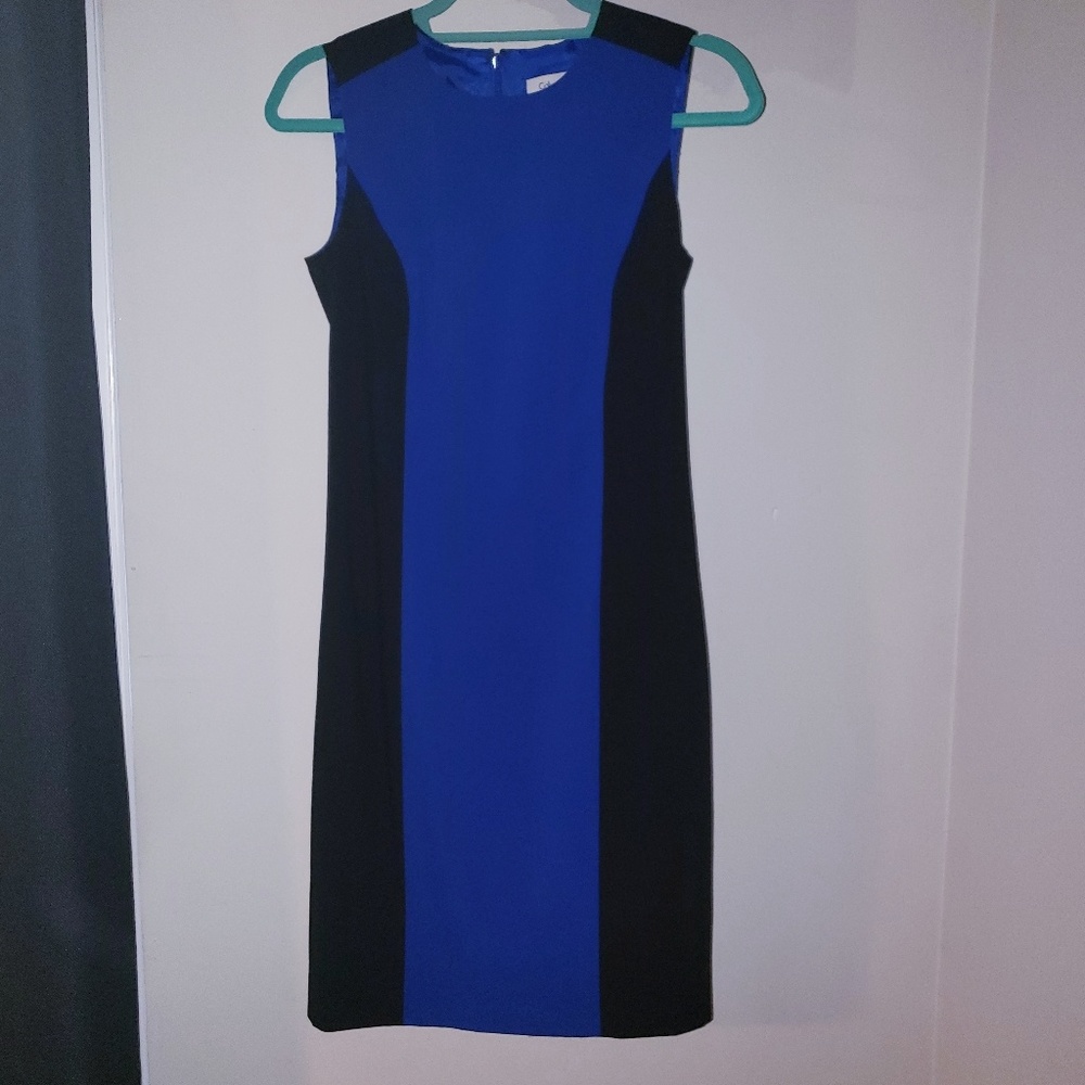 Blue and Black Calvin Klein dress, back zipper